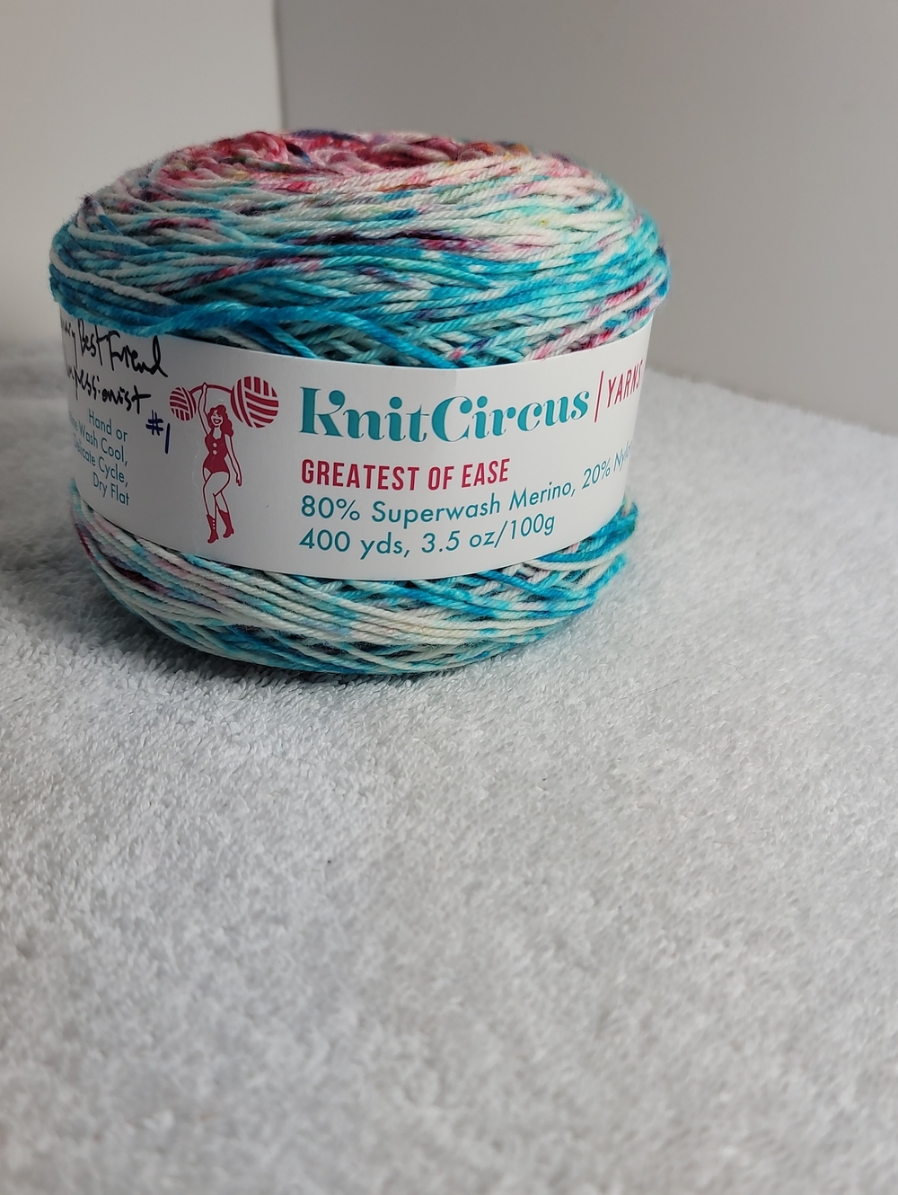 Knitcircus Multicolor Superwash Merino Yarn - Turquoise & Pink Cake NWT